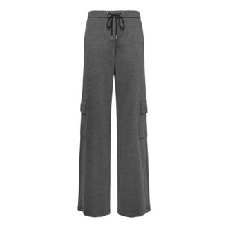 Elena Miro Broeken, Dames, Grijs, XS, Polyester, Wide-leg Cargo Broek