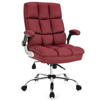 Costway Costway Executive Office Chair Ergonomic Padded High Back Swivel Computer Desk Chairs in Red