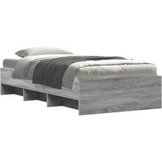 vidaXL Bed Frame without Mattress Grey Sonoma 75x190 cm Small Single Engineered Wood Vidaxl