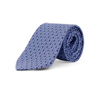 Ferragamo Ties, male, Blue, Size: ONE SIZE Silk Tie with Rayon Motif