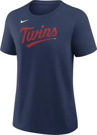 Nike Minnesota Twins Wordmark Nike Womens MLB T-Shirt in Blue | 01K944BTIS-M3X