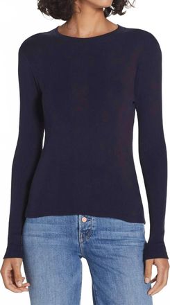 Goldie London Long Sleeve Varied Rib Tee In Navy