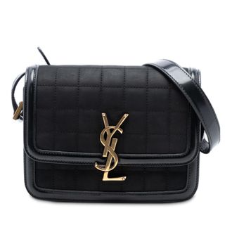 Saint Laurent Pre-owned Womens Small Quilted Suede Solferino Satchel In Box - Black Leather - One Size