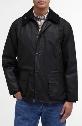 Barbour Bedale Water Resistant Waxed Cotton Jacket in Black at Nordstrom, Size 32