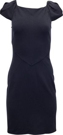 Diane Von F&uuml;rstenberg Diane Von Furstenberg Puffed Sleeve Mini Dress in Navy Blue Viscose