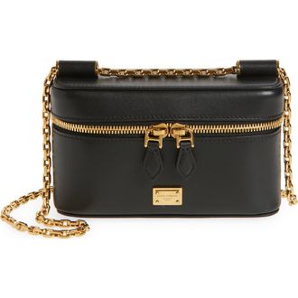 Dolce & Gabbana Sicily Leather Vanity Case Crossbody Bag in 80999 Nero at Nordstrom