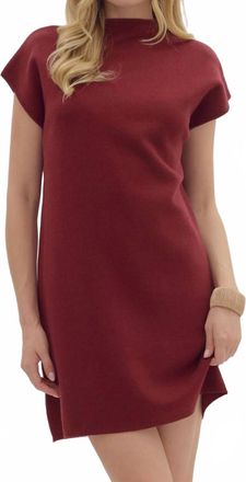 Entro Camille Mini Sweater Dress In Burgundy