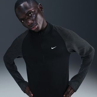 Nike Mens Dri-FIT 1/2-Zip Running Top with Reflective Accents in Black | IM6280-010