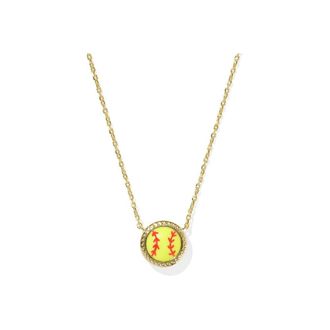 Kendra Scott Softball Short Pendant Necklace - Gold Chartreuse Magnesite