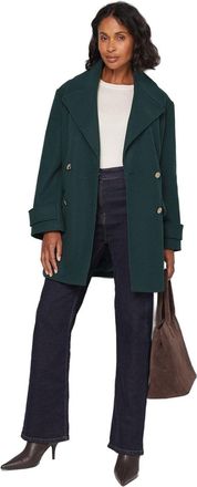 Wallis Mid Length Double Breasted Coat, 16, dark green