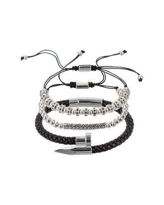 Eyecandy LA Eye Candy La Luxe Collection Solomun 3 Piece Leather And Brass Beaded Bracelet Set