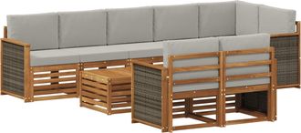 vidaXL Conjunto De Sof&aacute;s De Exterior 8 Uds. Natural Y Gris Claro Vidaxl
