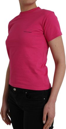 Balenciaga Womens Logo-Embroidered Cotton T-Shirt Pink
