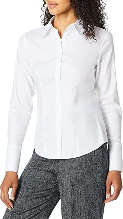 Calvin Klein Womens Long Sleeve Wrinkle Free Button Down Blouse Womens Clothing White : 16, Cotton