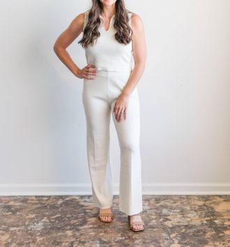 Fate Sydney Tank Top And Wide Leg Pants Matching Set In Cream