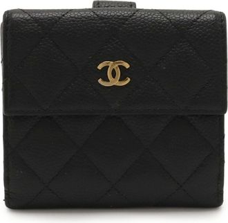 Chanel Black Grained Calfskin Wallet (Bi-Fold) (Pre-Owned)
