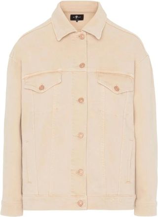 7 For All Mankind Giacca - Heren - Spijkerjassen - Beige - S - Denim - Jassen
