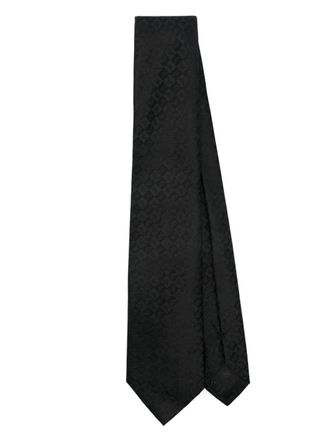 Emporio Armani logo-jacquard tie - men - Silk - One Size - Black