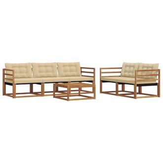 vidaXL Conjunto De Sof&aacute;s De Exterior Con Coj&iacute;n 6 Pcs Natural Y Beige Vidaxl