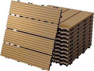 ECD Germany Ecd Germany - Baldosas De Patio Wpc De 30x30 Cm 11 Piezas Por 1m&sup2; Con Aparencia De Madera Teca Con Sistema De Drenaje Y Instalaci&oacute;n Mediante Clic Azul