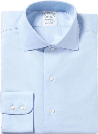 Brooks Brothers Slim Fit Non-Iron Stretch Cotton Shirt met Engelse spreadkraag - Heren - Zakelijke Overhemden - Blauw - L - Katoen - Overhemden
