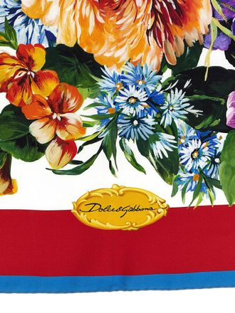 Dolce & Gabbana Floral Print Silk Twill Scarf - Red