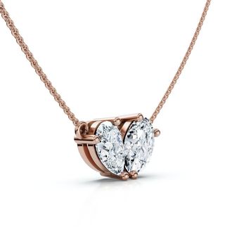 Pompeii3 1.90Ct Heart to Heart Diamond Pendant 14k Gold Womens 18 Necklace Lab Grown