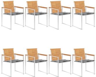 vidaXL Vidaxl - Sillas De Jard&iacute;n Y Cojines 8 Unidades Madera Maciza De Acacia