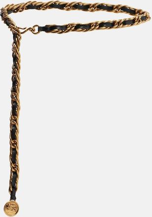 Etro Cintura a catena in pelle con logo