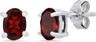 MAX + STONE Sterling Silver 5mm Gemstone Oval Stud Earrings with Push Backs