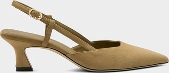 Stuart Weitzman 50mm Vinnie Suede Slingback Pumps