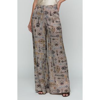 L'agence Pilar Houndstooth Key Wide Leg Pants in Brown Houndstooth Key at Nordstrom, Size 12