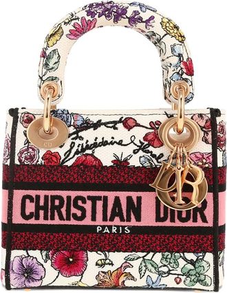 Dior 2020s Lady D-Lite mini-tas met bloemenpatroon - Wit