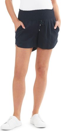 Ripe Indi Shirred Maternity Linen Short With Smocked Waist in Navy at Nordstrom, Size X-Large