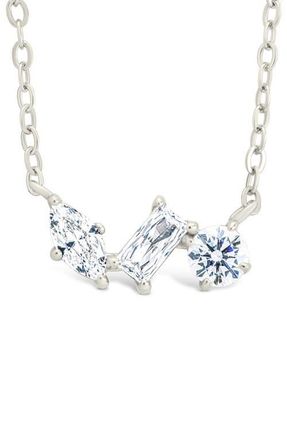 Sterling Forever Trio Cut Cubic Zirconia Pendant Necklace in Silver at Nordstrom