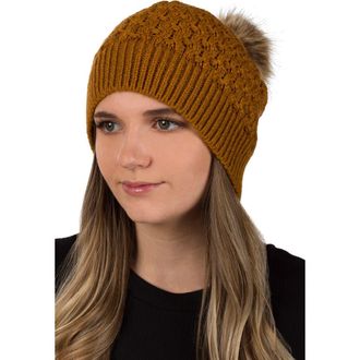 Patricia Nash Faux Fur Pompom Beanie in Camel at Nordstrom Rack