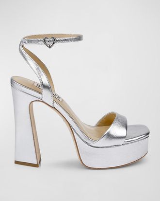 Badgley Mischka Caia Crystal Heart Platform Sandals