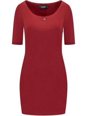 Dsquared2 Mini-jurk met logoplakkaat - Rood
