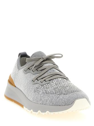 Brunello Cucinelli Mens Gray Cotton Athletic Sneakers