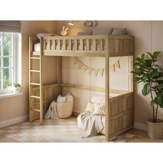 Flair Bea Wooden High Sleeper in Brown | Size: Single