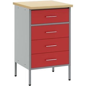 vidaXL Vidaxl - Banco De Trabajo Con Caj&oacute;n Rojo Y Gris 50 X 55 X 85 Cm
