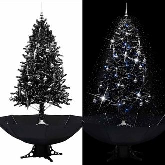 vidaXL Vidaxl - Rbol De Navidad Con Nieve Y Base De Paraguas Pvc Negro 190 Cm