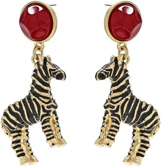 Eye Candy Los Angeles Zebra Drop Earrings in Gold at Nordstrom Rack
