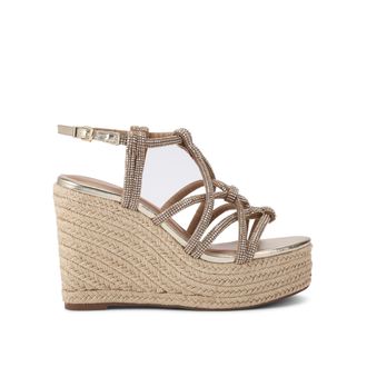 Kurt Geiger Womens Perla Wedge Heels - Gold Fabric - Size UK 8