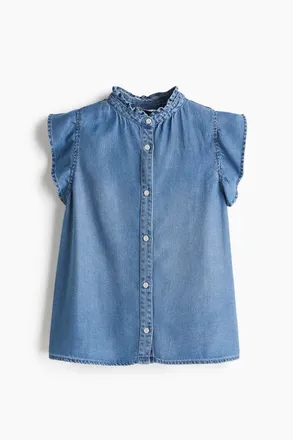 H&M Denimbluse mit Volants - Denimblau