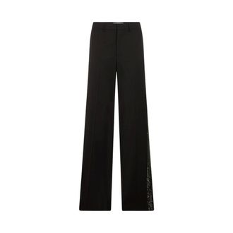 Iceberg Broek van wol met logodetail - Dames - Broeken - Zwart - Maat: 2XS Wol