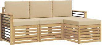 vidaXL Conjunto De Sof&aacute;s De Exterior 4 Uds. Y Beige Poli&eacute;ster Vidaxl