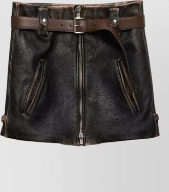 Prada leather fitted skirt