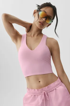 Alo | Airbrush Real Bra Tank Top in Pink Marshmallow, Size: Medium