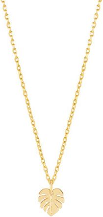 Estella Bartlett Monstera Leaf Pendant Necklace in Gold at Nordstrom